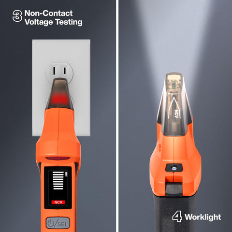 Klein Tools ET350 4-in-1 Digital Circuit Breaker Finder, Outlet Fault Detector, Non-Contact Voltage Tester, GFCI Tester, Learn and Locate Mode, Backlit LCD, LED Work Light