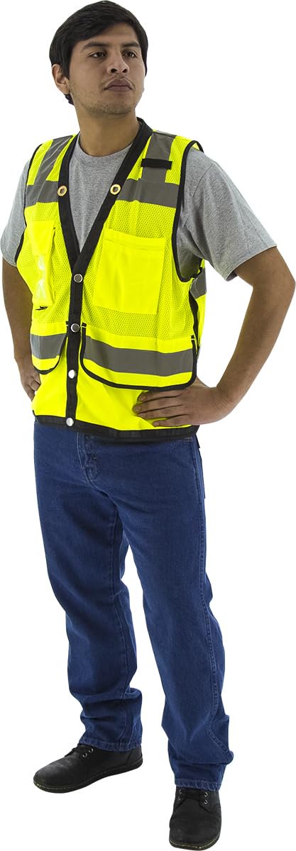 Majestic 75-3208 Fabric High Visibility Heavy Duty Orange Mesh Vest Large