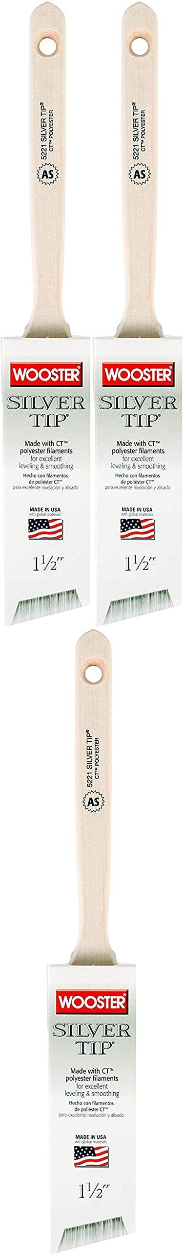 Wooster Brush 5221-1 1/2 5221-3 Silver Tip Angle Sash Paintbrush, 1-1/2 Inch...