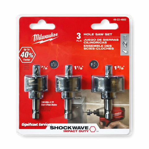 Milwaukee 49-22-4800 Hole Saw Set 3-Piece 1/4 in Hex Shank Variable Pitch Teeth