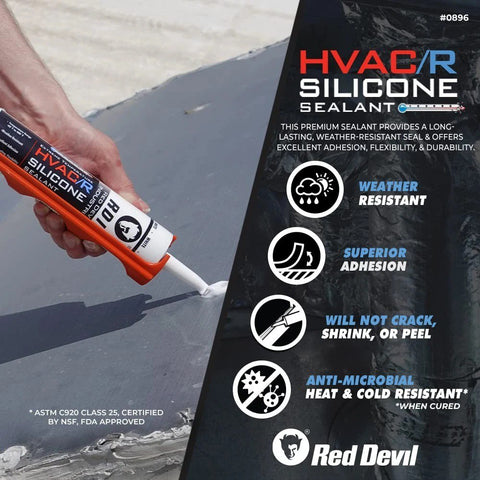 Red Devil RDVL897 Extreme Temperature HVAC/R Silicone Sealant Clear 280 ml USA