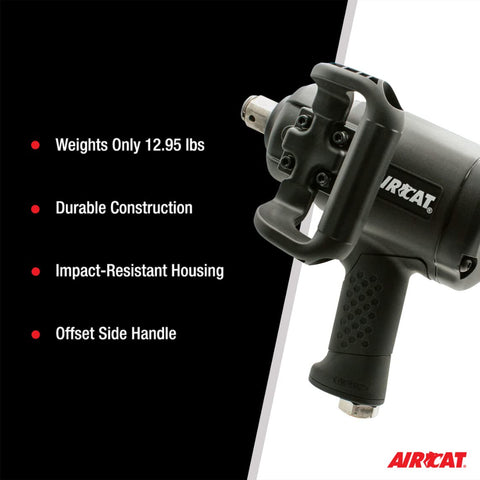 AIRCAT 1870-P 1" Impact Wrench Super Duty Composite Pistol Grip Pneumatic Tool