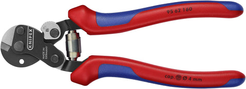 KNIPEX 95 62 16 Wire Rope Shears 6 1/4" in. High Strength Wire Cutter, Burnished