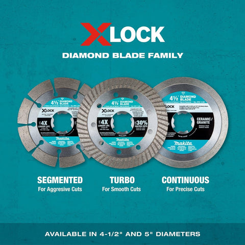 Makita E-07406 X-Lock 5" Continuous Rim Diamond Blade for Ceramic and Granite Cutting