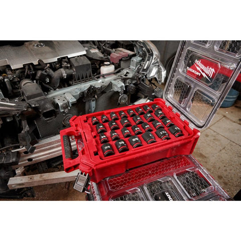 Milwaukee 49-66-6804 27PC SHOCKWAVE 1/2” Impact Duty Socket PACKOUT Metric & SAE
