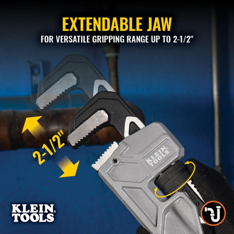 Klein Tools 68225 18-Inch Cast Aluminum Pipe Wrench, Heavy Duty Adjustable Plumbing Wrench with I-Beam Handle, 2-1/2-Inch Jaw Capacity