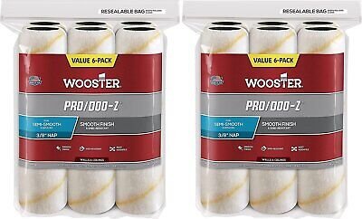 Wooster Brush RR727-9 Pro/Doo-Z Nap Rollers, 3/8-Inch, 6-Pack, White (Two Pack)