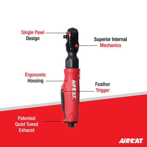 AIRCAT 800 1/4-Inch Pneumatic Composite Ratchet 320 RPM 35 ft-lbs Max Torque