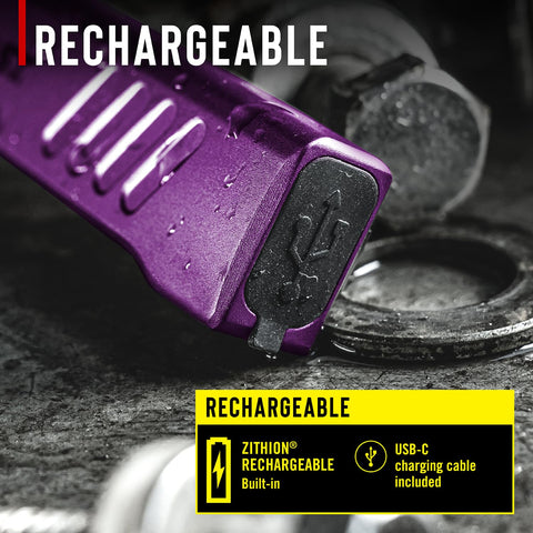 Coast Slayer LED Flashlight 1150 Lumen USB-C Rechargeable Spot/Flood Mode Purple