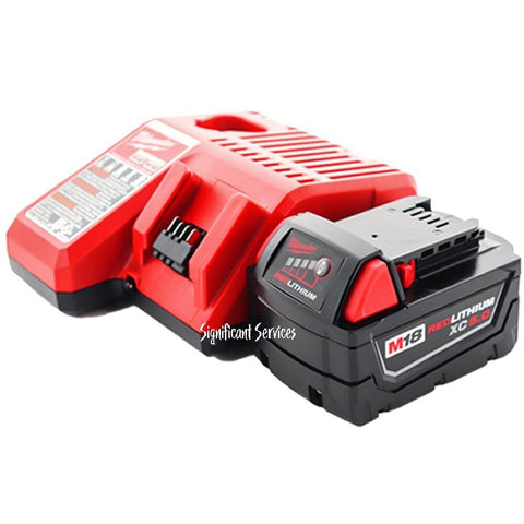 Milwaukee 48-59-1812 M12/M18 Battery Charger & (1) 48-11-1850 5.0Ah Lithium...