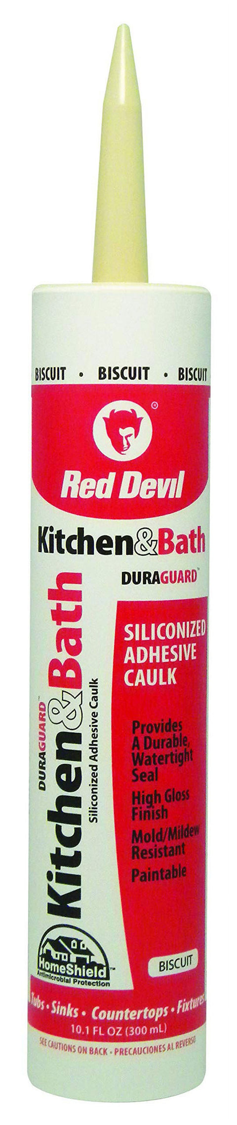 Red Devil 040620 Duraguard Kitchen & Bath Siliconized Acrylic Caulk, 10.1 oz, Bi