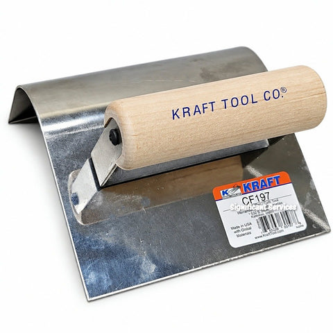 Kraft Tool CF197 Concrete Curb Edger 6 x 5 in, 1-1/2 in Radius, Wood Handle