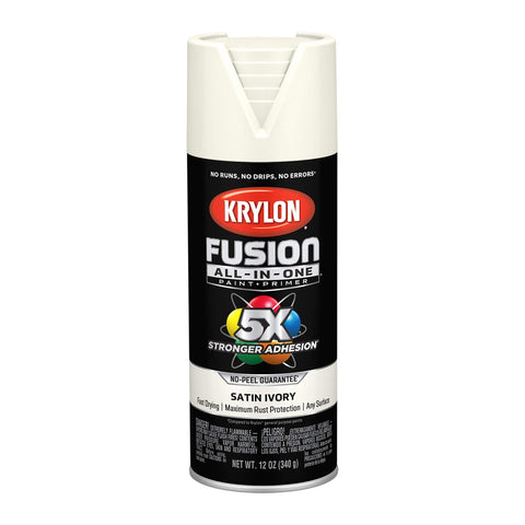Krylon Fusion All-In-One Adhesive Spray Paint for Indoor/Outdoor Use, 12 oz, Ivory