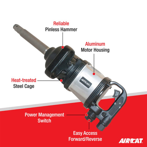 AIRCAT 1994 1" Pneumatic Straight Impact Wrench 8" Extended Anvil Super Duty