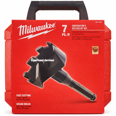 Milwaukee 49-22-0130 CONTRACTORS Selfeed Bit Kit 7-Piece for Wood Drilling Case
