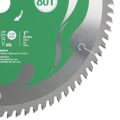 Metabo HPT 12-Inch Miter Saw Blade | 80T | Fine Finish | 1-Inch Arbor | Thin Kerf | 5500 Max RPM | 115436M
