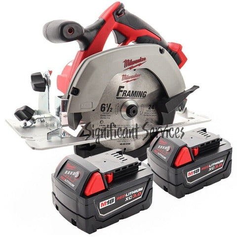 Milwaukee 2630-20 M18 18V Li-Ion 6-1/2" Cordless Circular Saw 3.0 Ah Batteries