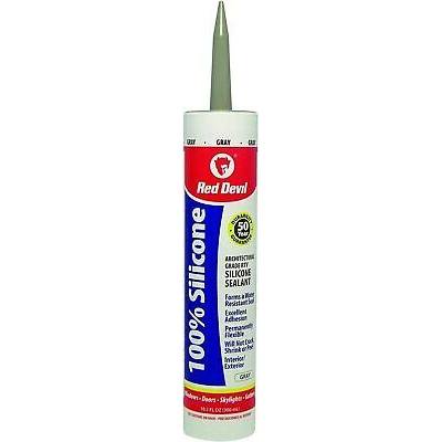 Red Devil 0816/50 100 Percent Silicone Sealant, Gray, 9 Oz (Pack Of 12)