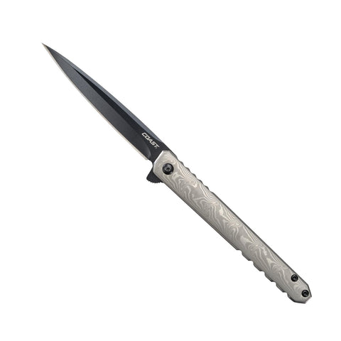 Coast LX533 Origin Gentleman's EDC Folding Pocket Knife Damascus Handle Black Nitride Blade