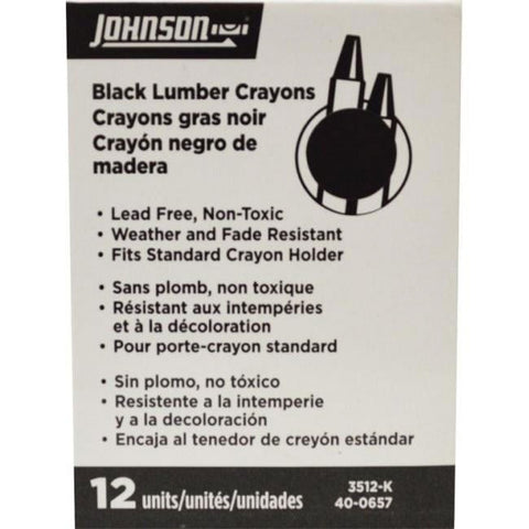 Johnson Level & Tool 3512-K Lumber Crayon, Black, 12-Pack
