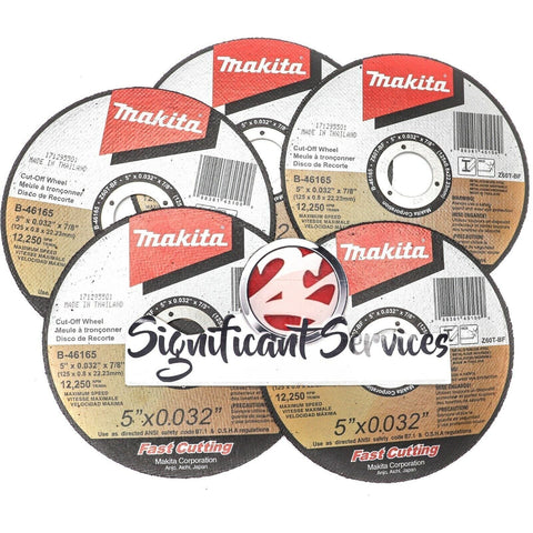 Makita B-46165 5" x .032" x 7/8" Ultra Thin Cut-Off Wheel Stainless Steel 5 Pack