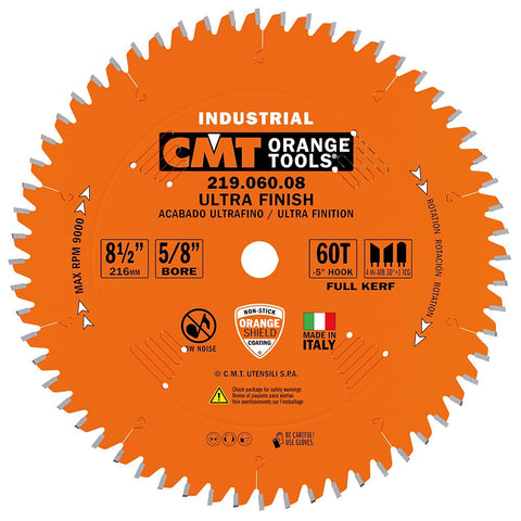 CMT 219.060.08 Industrial Sliding Compound Miter & Radial Saw Blade, 8-1/2-Inch x 60 Teeth 4/30° ATB+1TCG Grind with 5/8-Inch Bore, PTFE Coating