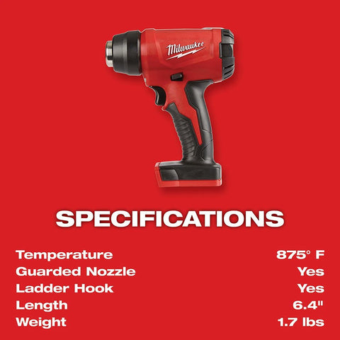 Milwaukee 2688-20 Cordless Heat Gun, Red, Portable Electric Heating Tool