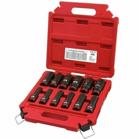 Milwaukee 49-66-7011 Shockwave 1/2 inch Drive SAE Deep Well Impact Socket Set...