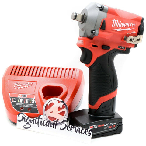 Milwaukee 2555-20 M12 FUEL Stubby Cordless 1/2" Impact Wrench 3.0 Ah Battery Kit