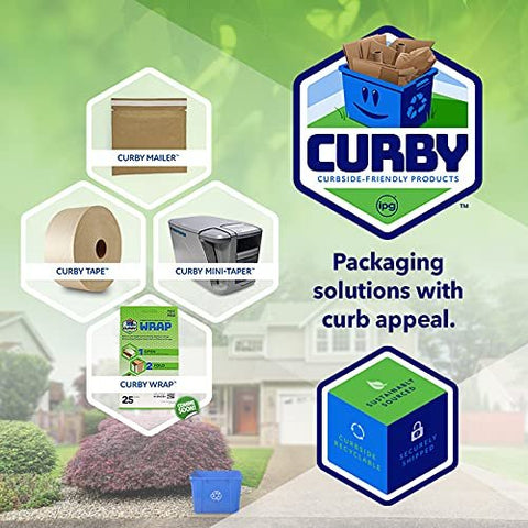 CURBY IPG Water-Activated Tape, 2.83" x 100M Refill Roll (4-Pack), Tan (CBIWAT)
