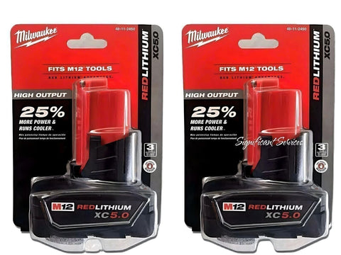 Milwaukee 48-11-2450 12V Lithium-Ion High Output 5Ah Battery 2 Pack