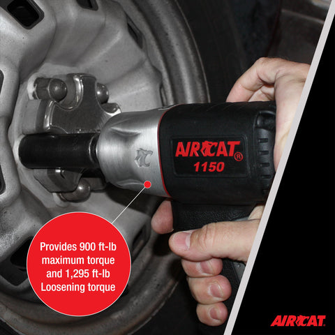 AIRCAT 1150 1/2" Pneumatic Impact Wrench 900 ft-lb Max Torque Composite Body