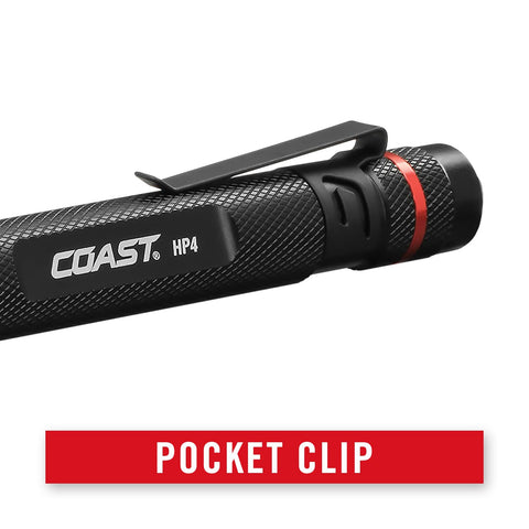 Coast HP4 Black LED Penlight 100 Lumens Bulls-Eye Spot Beam Batteries Included