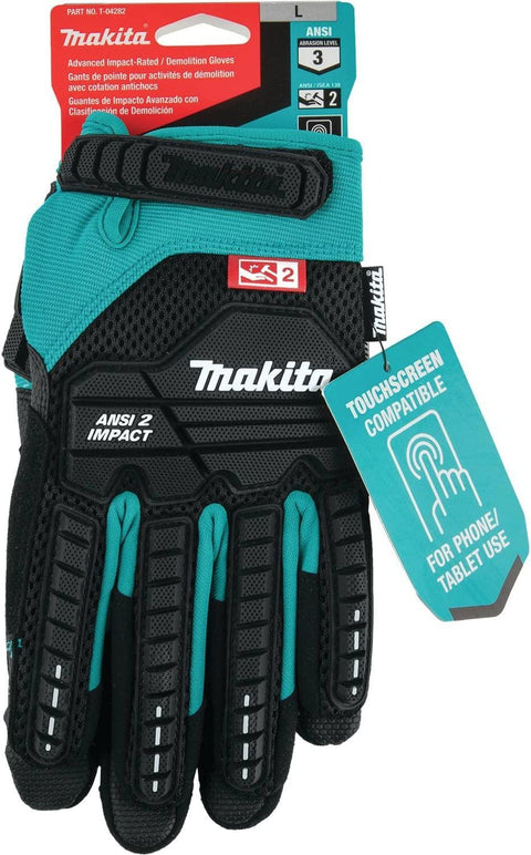 Makita Impact-rated T 04282 ANSI 2 Heavy Duty Demolition Gloves Large