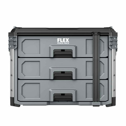 FLEX FS1105 Stack Pack 3-Drawer Tool Box Modular Storage System Heavy Duty