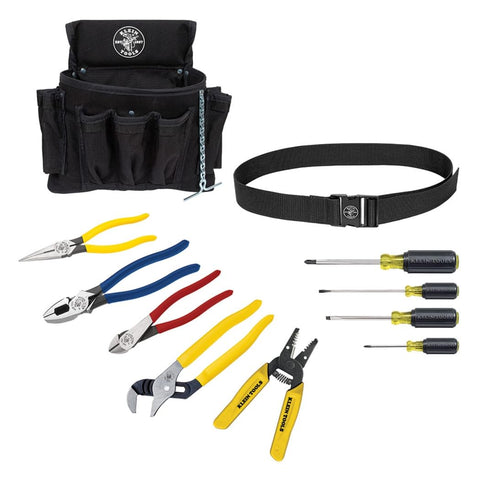 Klein Tools 92911 Tool Kit, Apprentice Tool Set , 4 Pliers, Wire Stripper and Cutter, 4 Screwdrivers, Belt and Pouch, 11-Piece