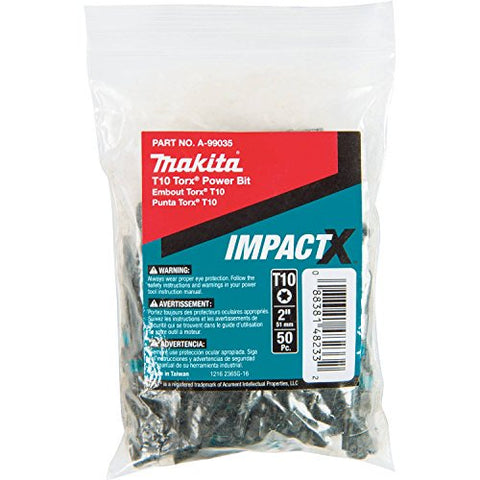 Makita A-99057 Impactx T20 Torx 2? Power Bit, 50 Pack, Bulk