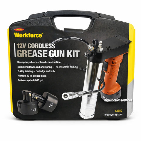 FLEXZILLA L1380 Workforce 12V Cordless Grease Gun Kit Two Ni-Cd Batteries