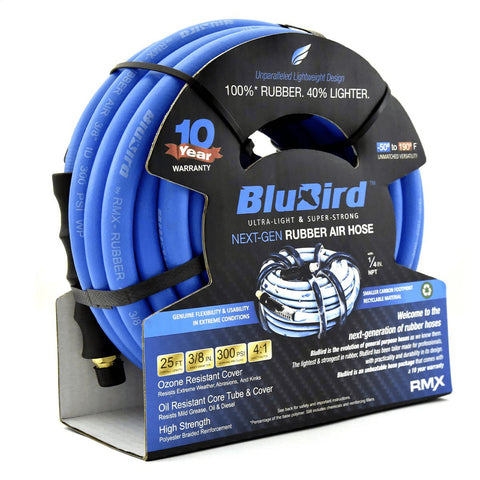 BLUBIRD BB3825 3/8" x 25' Rubber Air Hose, 100% Rubber