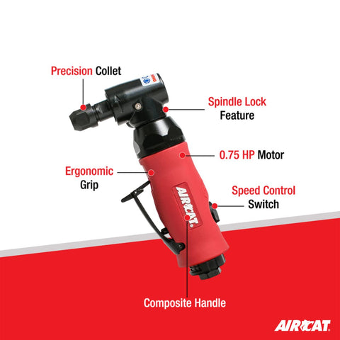 AIRCAT 6280 .75 HP Angle Die Grinder with Spindle Lock, 18,000 RPM