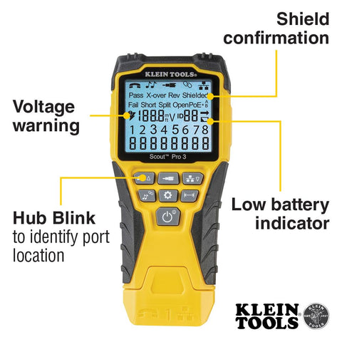 Klein Tools VDV501-851 Cable Tester Kit Scout Pro 3 Ethernet Data Coax Phone