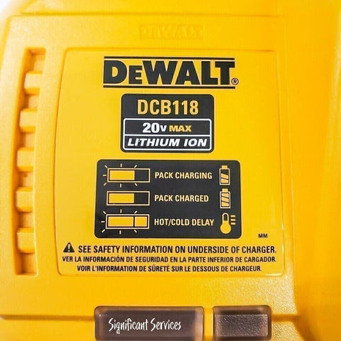 DeWALT DCB118 Flexvolt 20V 60V MAX Rapid Fast Li-Ion Genuine Battery Charger