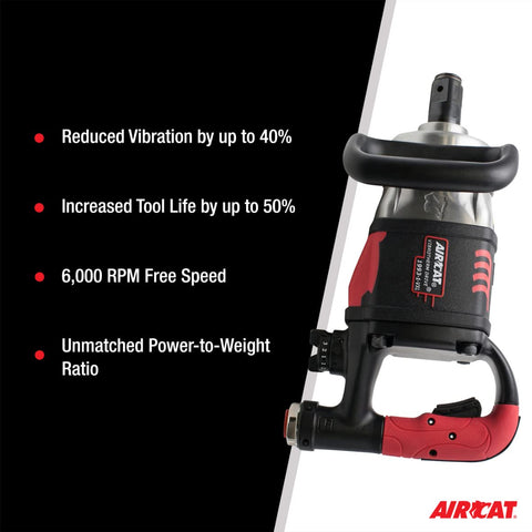 AIRCAT 1993-1-VXL 1" Drive Straight Impact Wrench Vibrotherm 6,000 RPM Pneumatic