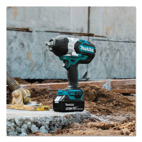 Makita XWT08T 18V LXT Li-Ion Brushless Cordless High-Torque 1/2" Sq. Drive Impact Wrench Kit w/Friction Ring Anvil (5.0Ah)