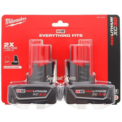 Milwaukee 48-11-2412 M12 XC3.0 RedLithium 3.0Ah Battery 2-Pack 12V Li-Ion