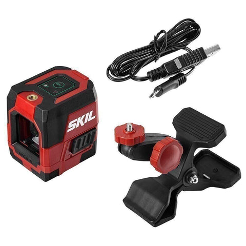 SKIL LL9324G-01 Green Cross Line Laser Level Horizontal Self Leveling Clamp