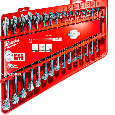 Milwaukee Electric Tools 48-22-9415 15 Pience Combination Wrench Set SAE...