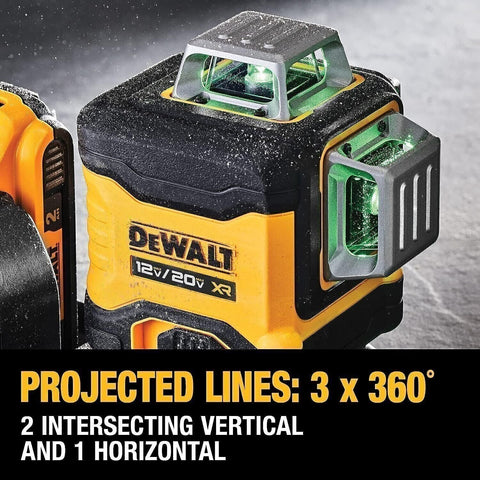 DEWALT DCLE34030G 20V MAX XR 3 X 360 Cross-Line Green Laser Level 2.0 Ah Kit