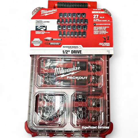 Milwaukee 49-66-6804 27PC SHOCKWAVE 1/2” Impact Duty Socket PACKOUT Metric & SAE