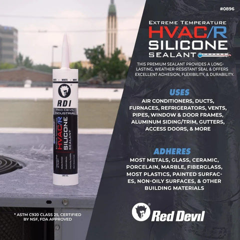 Red Devil RDVL897 Extreme Temperature HVAC/R Silicone Sealant Clear 280 ml USA